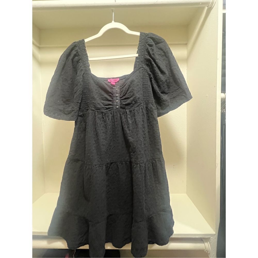 Betsy Johnson Black Eyelet Sweetheart Dress Size L